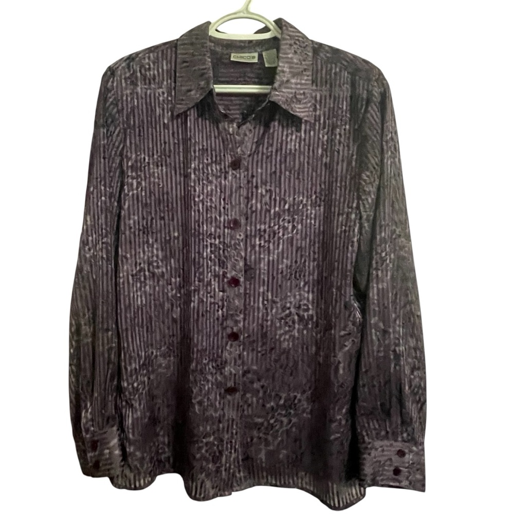 Chico's Rich Purple Patterned Top - 2